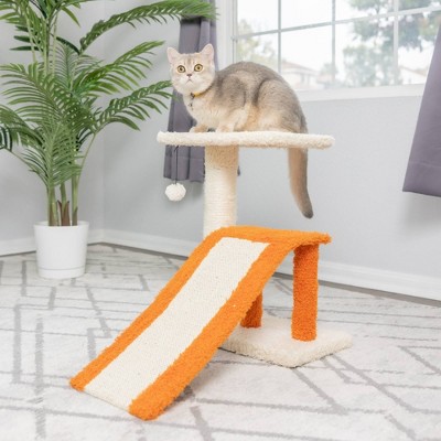 Small Beige and Orange Sisal Carpet Cat Scratcher with Ramp