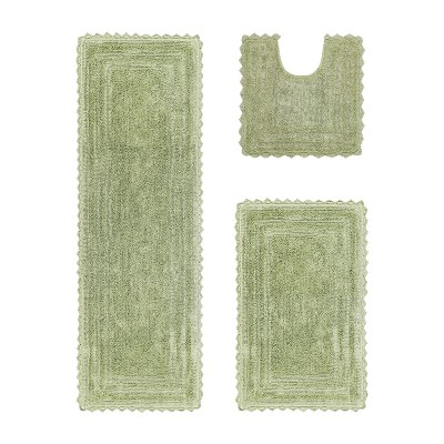 Lilly Crochet Collection 100% Cotton Tufted Reversible 3-Piece Bath Rug Set – Super Absorbent, Machine Washable Bathroom Mats with Crochet Pattern