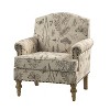 Yahweh Wooden Upholstered Floral Pattern Design Armchair with Panel Arms and Camelback| ART OF LIVING DESIGNS - 3 of 4