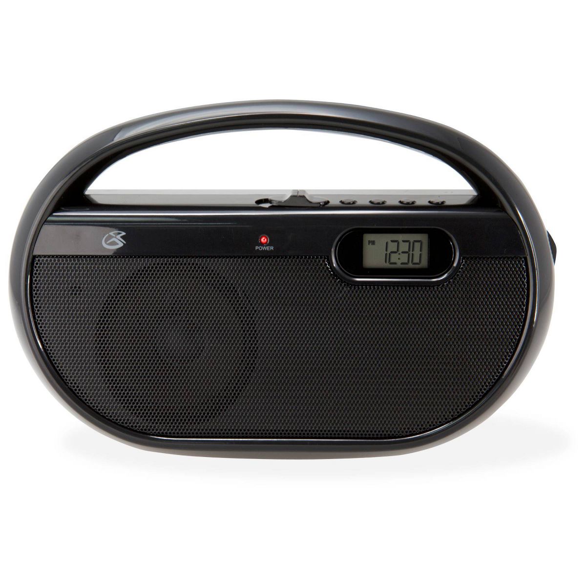 GPX Portable AM/FM Radio: Built-In Digital Clock & Speaker, 3.5mm Jack, Black - thumbnail 3