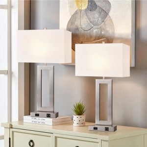 LamQee Touch Control Table Lamps Set of 2 Bedside Lamp with 2 USB Charging Ports 3-Way Dimmable Modern Nightstand Lamp - 1 of 4