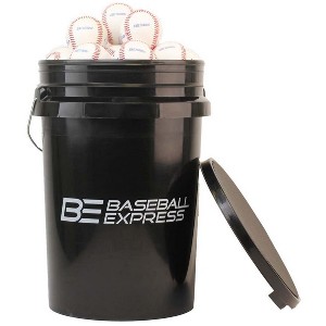 Baseball Express Baseball Bucket With 2 Dozen Official League Leather Baseballs, Padded Seat - 1 of 2