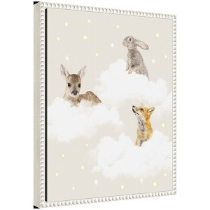 Kate & Laurel All Things Decor 16"x20" Sylvie Animal Clouds Framed Canvas by July Art Prints Beaded White - 1 of 4