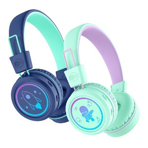 MEE audio KidJamz KJ55BT (2 Pack) Safe Listening Bluetooth Wireless Kid's Headphones with LED Lights - 1 of 4