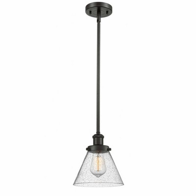 Cone - 1 Light Stem Hung Mini Pendant In Industrial Style-10 Inches Tall and 8 Inches Wide