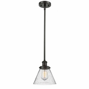 Cone - 1 Light Stem Hung Mini Pendant In Industrial Style-10 Inches Tall and 8 Inches Wide - 1 of 1
