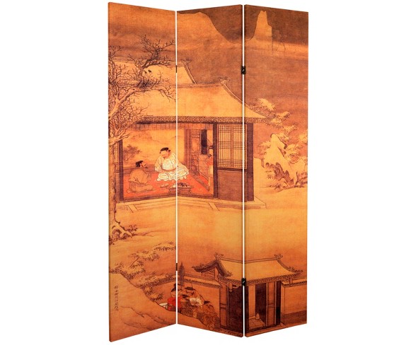 6' Tall Double Sided Chinese Landscapes Canvas Room Divider - Oriental Furniture