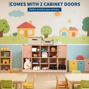 Open Storage Shelves, Freestanding Floor Storage Cabinets with 2 Doors,  47"x 11.7"x 26.5" , 2 Anti-Flip Fittings,Suitable for School - 1 of 4