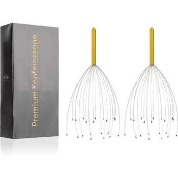 PURAVA Scalp Scratcher Massage with 20 Fingers for Relaxation and Scalp Stimulation, Gold, Pack of 2