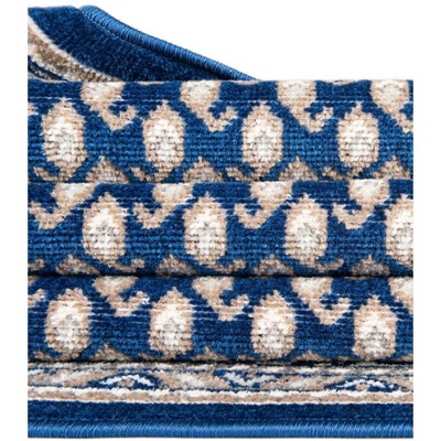 Blue Synthetic Flat Woven Stain-Resistant Runner Rug
