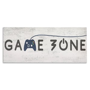 Stupell Industries Game Zone Video Gamer Phrase Rustic Blue Controller Canvas Art, 24" x 10" - 1 of 4