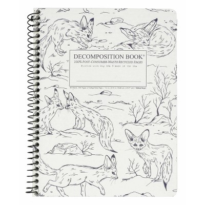 Decomposition Book 7.5"x9.75" 160 Page College Ruled Spiral Notebook Fennec Foxes: Multicolor Flexible Cover, Single Subject