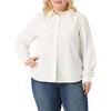 Agnes Orinda Women's Plus Size V Neck Long Sleeve Classic Fit Business Office Button Down Shirts - 2 of 4
