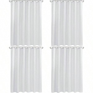 Fabric Shower Curtain Liners 4 Pack - 72x72, Washable Water Resistant, Soft Hotel Quality, White, Includes 8 Magnets - 1 of 4