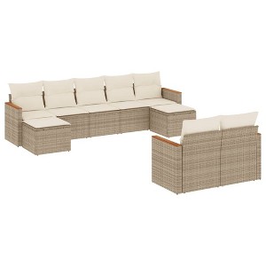 vidaXL 9 Piece Patio Sofa Set with Cushions, Poly Rattan, Multiple Colors and Models - 1 of 4