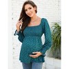 Women's Maternity Tops Elegant Square Neck Lantern Sleeve Blouse - 2 of 4