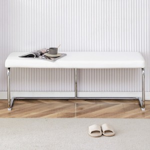 51"Stainless Bench,Breakfast Nook And Bench,Shoe Rack Bench For Entryway,Leatherette Bench,Kitchen Nook Bench-Cuddlewood - 1 of 4