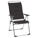 Lafuma Alu Cham Air Comfort Padded Adjustable Folding Outdoor Camping Mesh Sling Armchair Seat with High Ergonomic Backrest, Acier Black