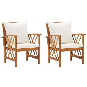 vidaXL Patio Chairs with Cushions 2 pcs Solid Acacia Wood - 1 of 4