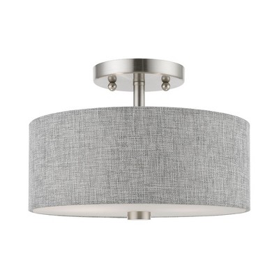 Livex Lighting Dakota 2 - Light Semi-Flush Mount in  Brushed Nickel/Shiny White