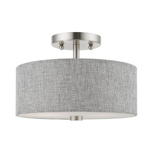 Livex Lighting Dakota 2 - Light Semi-Flush Mount in  Brushed Nickel/Shiny White - 1 of 3