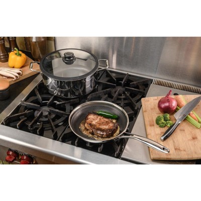 7 Piece Stainless Steel Nonstick Cookware Set with Glass Lids