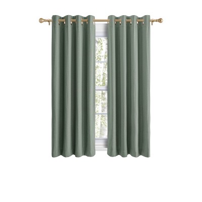 Green Extended Length Blackout Polyester Pleated Grommet Panel