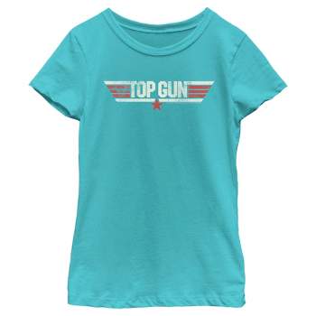 Girl's Top Gun Logo Distressed T-Shirt