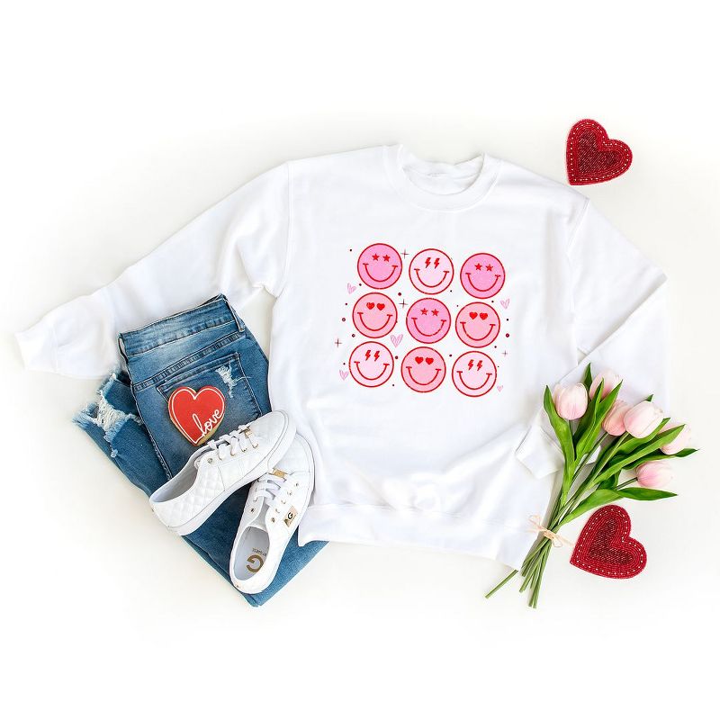 Simply Sage Market Women's Graphic Sweatshirt Valentine Smiley Face Chart, 4 of 5