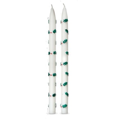 tag Holly Berries Hand Painted Taper S/2