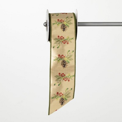 15'L Sullivans Christmas Woodland Holly Plaid Ribbon, Multicolor