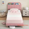 Full Bed Frame with Storage Headboard, Velvet Upholstered Platform Bedframe for Kids, Girl Bed, Strong Wooden Slats, Noise-Free - 4 of 4