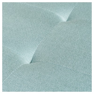Light Blue Tufted Fabric Storage Ottoman Bench