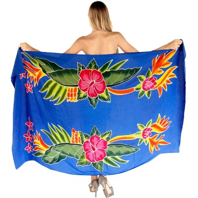 LA LEELA Women's Sarong Bikini Skirt Cover up Swimsuit Summer Wraps Bathing suit Swimwear Beach Wrap Skirts for Women One Size Blue, Floral