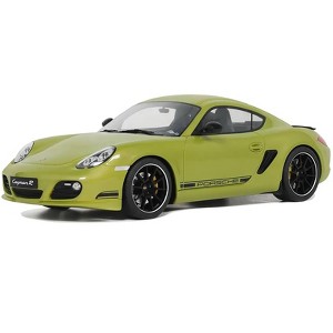 2012 Porsche Cayman R Green with Black Side Stripes 1/18 Model Car by GT Spirit - 1 of 4