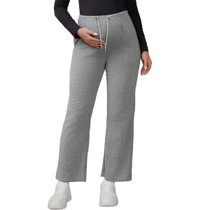 INSPIRE CHIC Women's Maternity Pants Straight Leg Pregnancy Sweatpants with Drawstring - 1 of 4