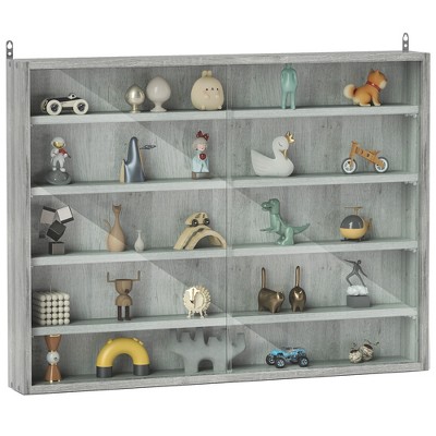 HOMCOM 5-Tier Display Cabinet, Wall-Mounted Glass Door Cabinet with 4 Adjustable Shelves