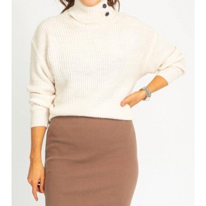 Women's BUTTON NECK KNIT - Q2 - 1 of 4