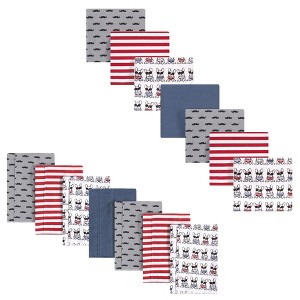 Hudson Baby Infant Boy Cotton Flannel Burp Cloths and Receiving Blankets, 14-Piece, French Dog, One Size - 1 of 2