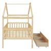 CAVINAS Twin Size Bed Frame, Wooden House Bed with 2 Drawers, House-Shaped Floor Bed for Kids, Teens, Girls, Boys, Floor Platform Bed - 2 of 4