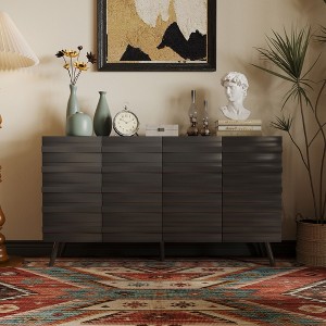 Famapy White Textured-Door Side Table with Adjustable Shelves:Nordic-Style Freestanding Storage Cabinet for Living Room & Entryway - 1 of 4