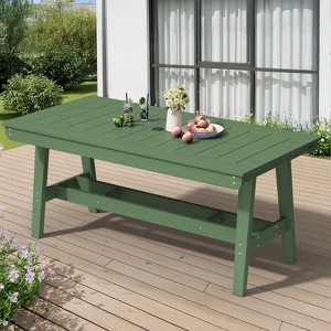 Hyleory Modern HDPE Outdoor Dining Table with Umbrella Hole, Weather-Resistant Patio Table for 4–6 People - 1 of 4