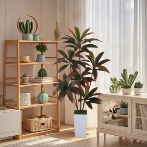 COZONY 4/5 FT Artificial Dracaena Tree in Pot, Faux Tall Floor Plant for Indoor & Outdoor, No Maintenance - 1 of 4