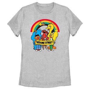 Women's Sesame Street Crew Rainbow Banner Portrait T-Shirt - 1 of 4