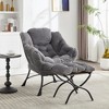 Ridstar Grey Modern Lounge Accent Chair with Armrests and a Side Pocket, Reading Chair with Footrest for Small Space - 2 of 4