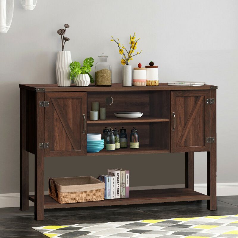 Costway Barn Door TV Stand Console Sideboard Buffet for TVs Up to 60'' w/Storage Cabinets, 1 of 11