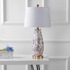 JONATHAN Y 28" Jocelyn Seashell Table Lamp (Includes LED Light Bulb) White: Mosaic Square Tiles, Brass Accents, Linen Shade - 3 of 4