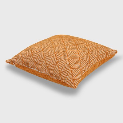 Bronze Orange Geometric Chenille Square Throw Pillow 18" x 18"
