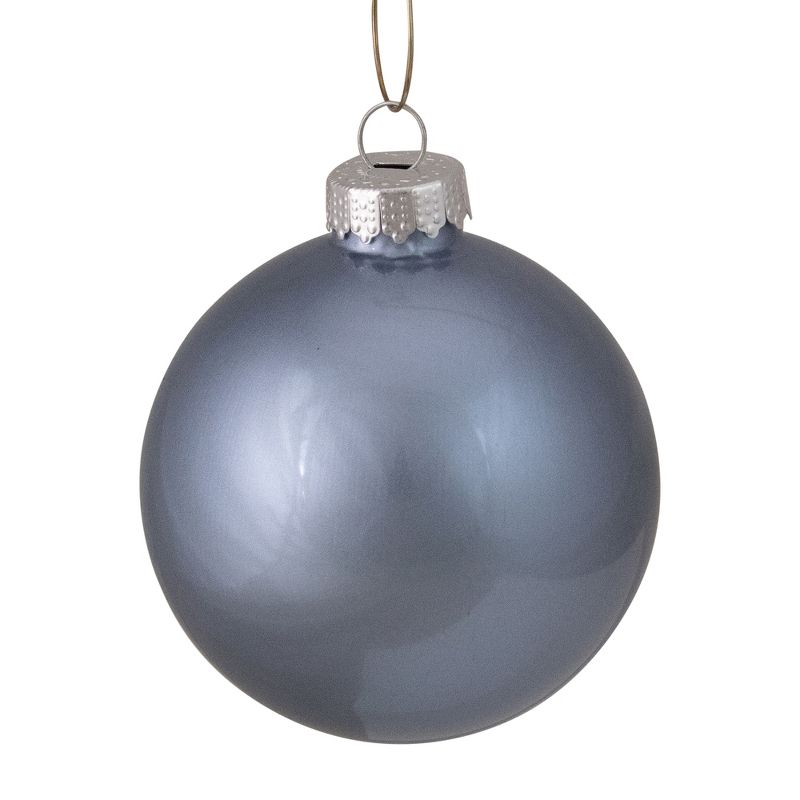Northlight Matte Finish Glass Christmas Ball Ornaments - 3.25" (80mm) - Blue - 8ct, 1 of 4