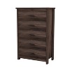 BDELITE Retro American Country Style Wooden Dresser with 5 Drawer for Bedroom- 31.50*15.70*47.8 Inch, Dark Walnut - 2 of 4